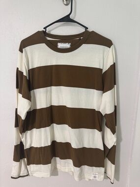 Denim & Flower Brown and Cream Stripe Crewneck Tee